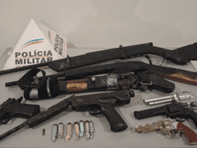 armas apreendidas pela PM.
