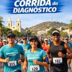 Imagem mostra pessoas correndo e a faixa "2ª Corrida do Dagnóstico".
