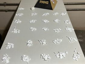 Papelotes de cocaína apreendidos pela PM.
