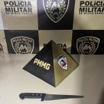 Arma apreendida pela PM.