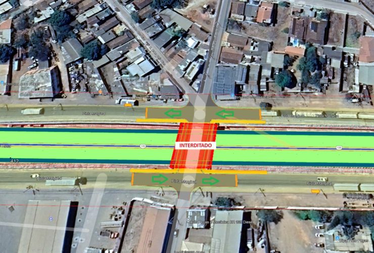 Trecho da BR-135 que será totalmente interditado a partir desta quinta.