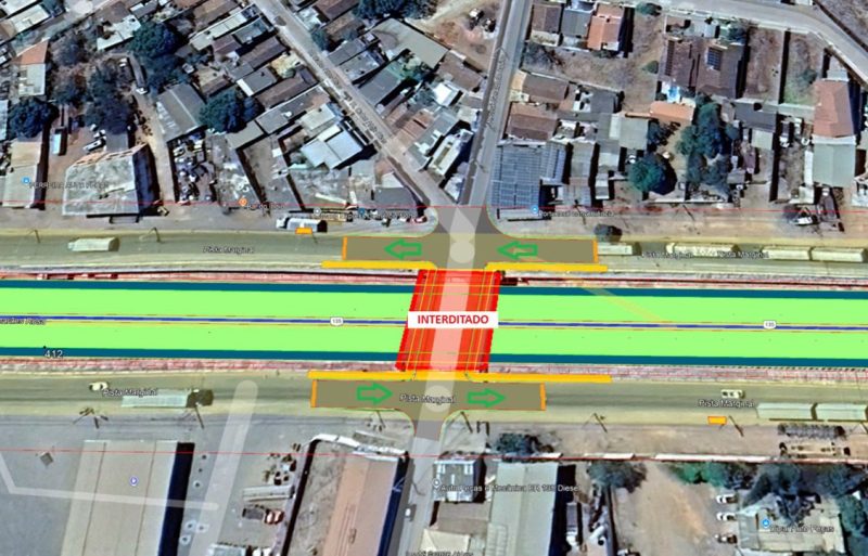 Trecho da BR-135 que será totalmente interditado a partir desta quinta.
