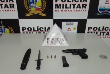 Jovem foi preso com punhal e réplica de pistola - Foto: Polícia Militar/Divulgação