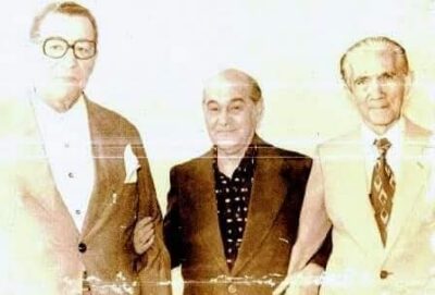 Mário Lisboa com os políticos Tancredo Neves e José Maria Alkmin - Foto: Divulgação