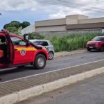 Corpo de bombeiros de Pirapora no local do acidente.